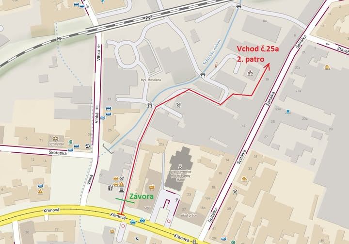 Mapa cesty do naší tréninkové haly